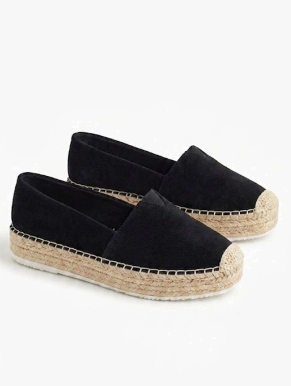She & In Black and Tan Wedge Espadrille Shoes Size 11